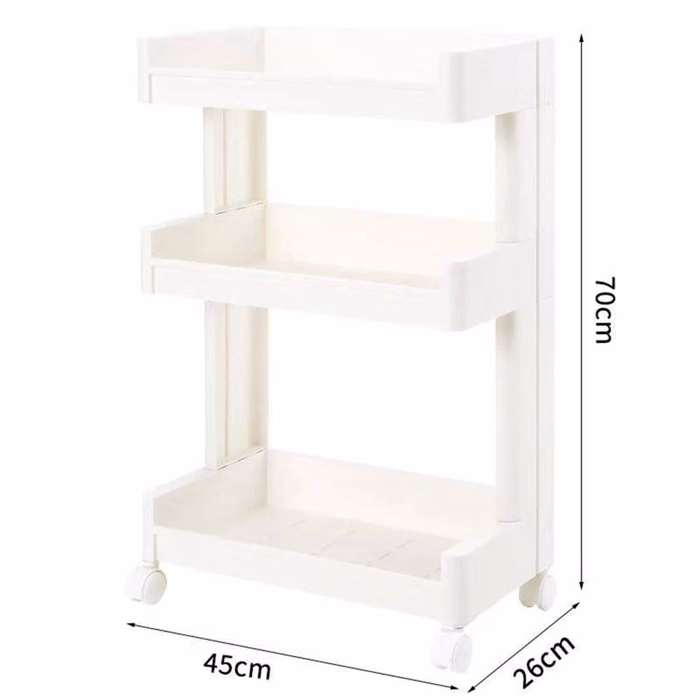 VOGREX 3 Tier Rolling Kitchen Storage Trolley Cart in White – 2
