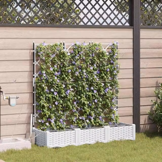 Berkfield Home Garden Planters with Water Irrigation System, 3 Piece Set, White