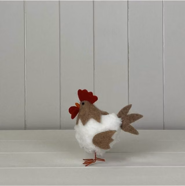 KDMD Country House Style Chicken Tabletop Decoration in Beige, White and Brown