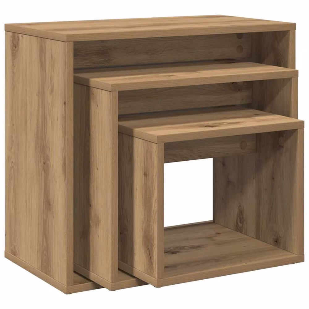 Berkfield Home 3-Piece Nesting Tables in Brown Artisan Oak Engineered Wood – 3