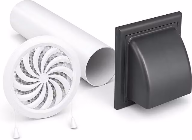 Sola Plastic Wall Vent Kit with Grille and Cover in Grey or White