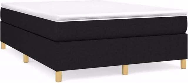 Berkfield Home Upholstered Box Spring Bed Frame in Black, W: 135 cm, D: 190 cm, H: 35 cm – 1
