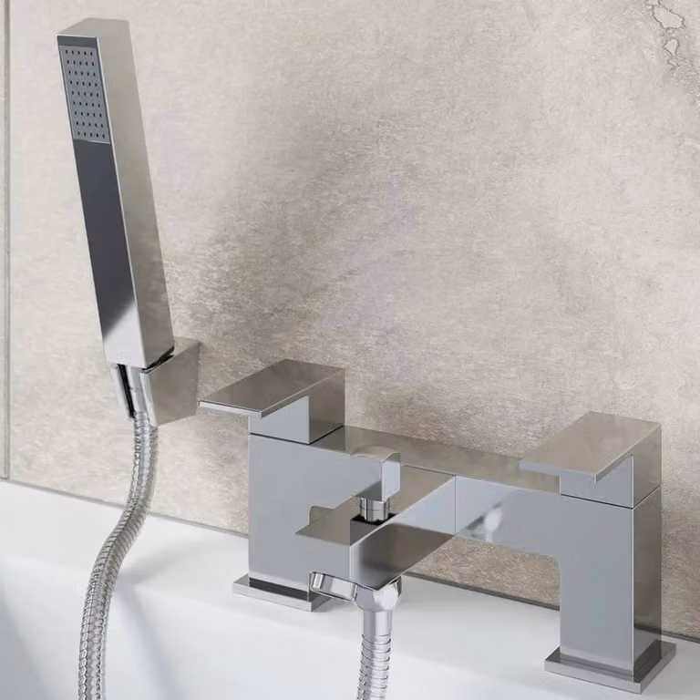 NESTLUNE Basin Mixer Tap and Bath Shower Mixer Tap Set in Silver and Chrome