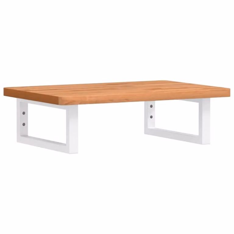 Berkfield Home Wall Mounted Basin Shelf in Brown Steel and Solid Beech Wood