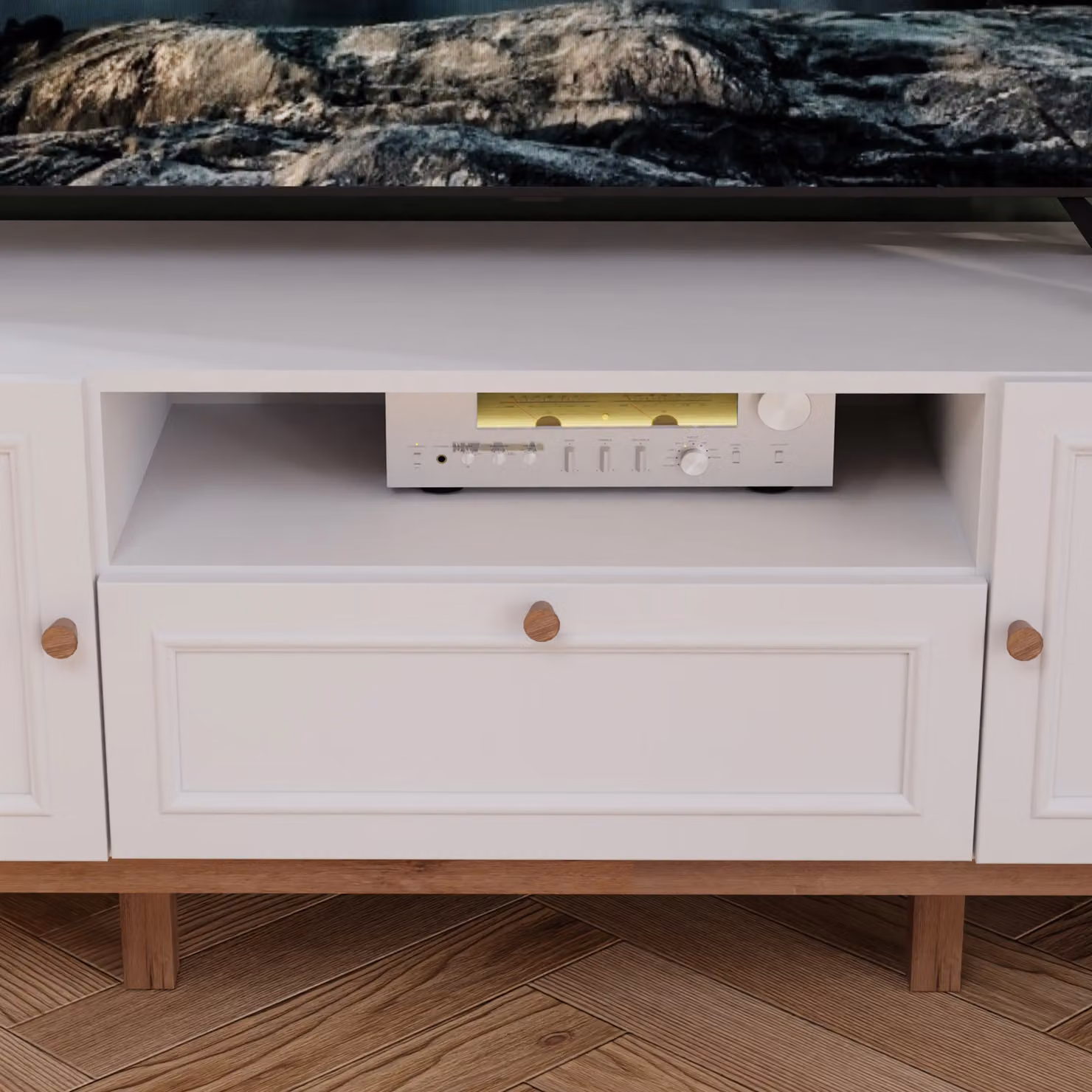 Furniture To Go Wensley Modern 2 Door 1 Drawer TV Unit in Light Grey and Oak – 2
