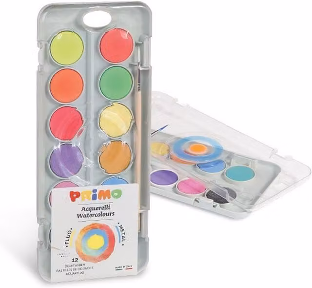 Morocolor 12 Metallic Fluo Watercolour Tablets in Yellow and Multicolour