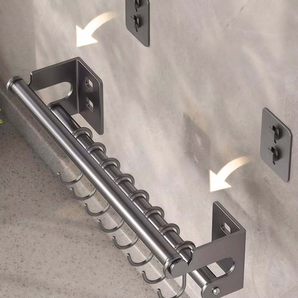 Kelvenix Wall Mounted Aluminium Coat Hook Rack in Grey, W: 52 cm – 2