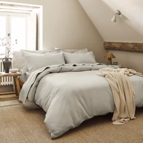 Christy Organic Cotton Percale Duvet Cover and Pillowcase Set in Beige, W/D/H: 200 x 200 cm and 50 x 75 cm – 1