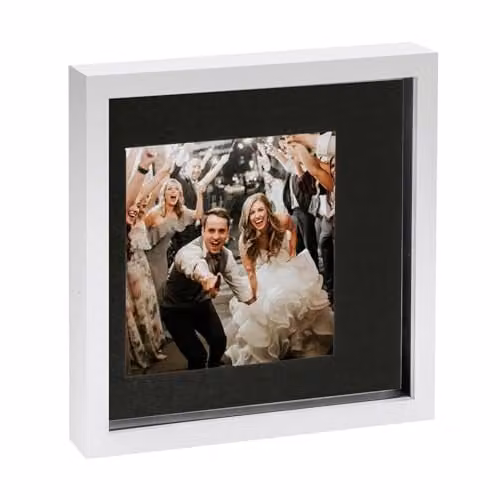 Nicola Spring Modern Square 3D Shadow Box Photo Frame with Mount, Black, White or Grey
