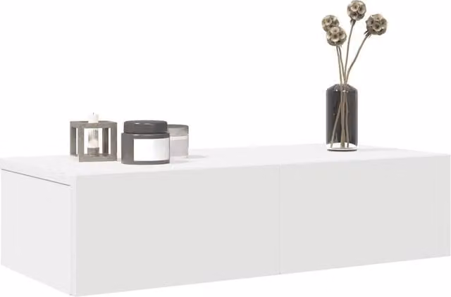 Berkfield Home Wall Mounted Shelf with Drawers in White, W/D/H: 60 x 26.5 x 15 cm