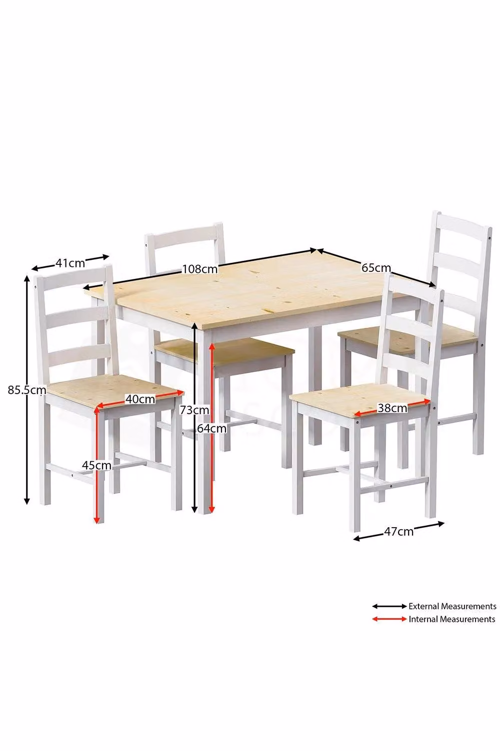 Vida Designs Yorkshire 4 Seater Dining Set in Rustic White and Pine Wood – 2