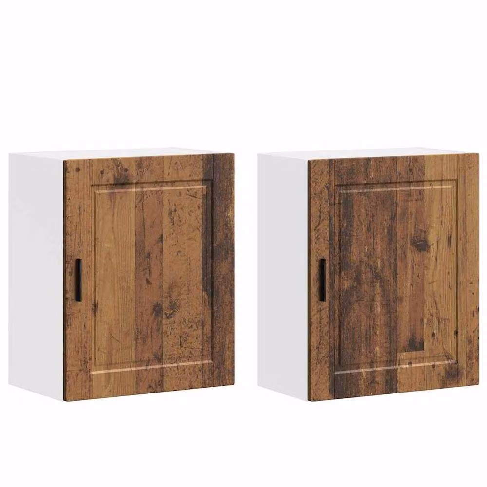 Berkfield Home Porto Old Wood Kitchen Wall Cabinets, 2 Piece Set, Brown – 1