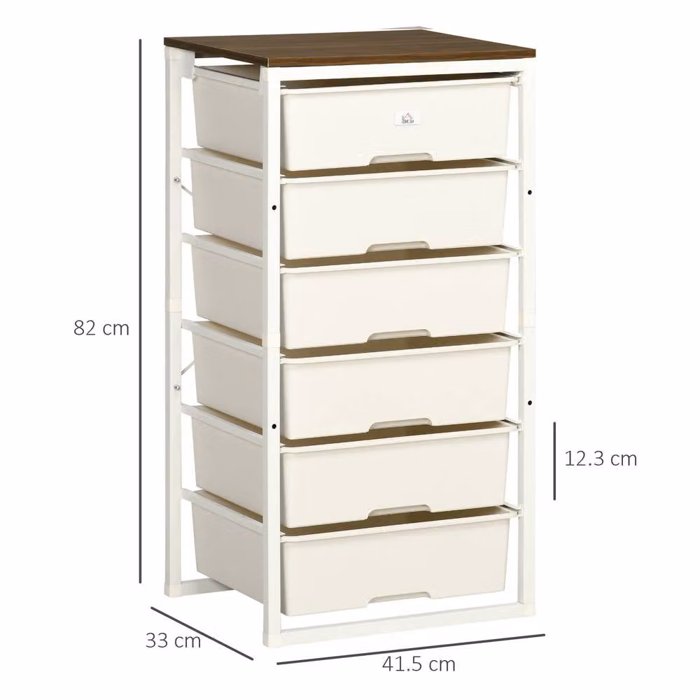 STILVORA White Chest of Drawers with 6 Drawers and Metal Frame – 3