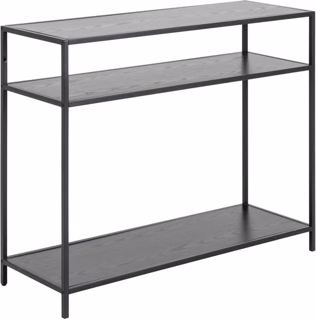 Furniture To Go Seaford Modern Rectangular Console Table with 2 Shelves in Black and Ash