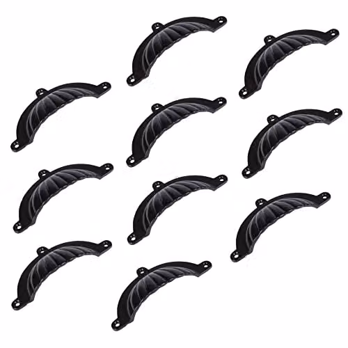 Hammer and Tongs Matt Black Iron Fluted Cabinet Drawer Pull, Pack of 10, W: 13 cm, H: 6 cm – 1