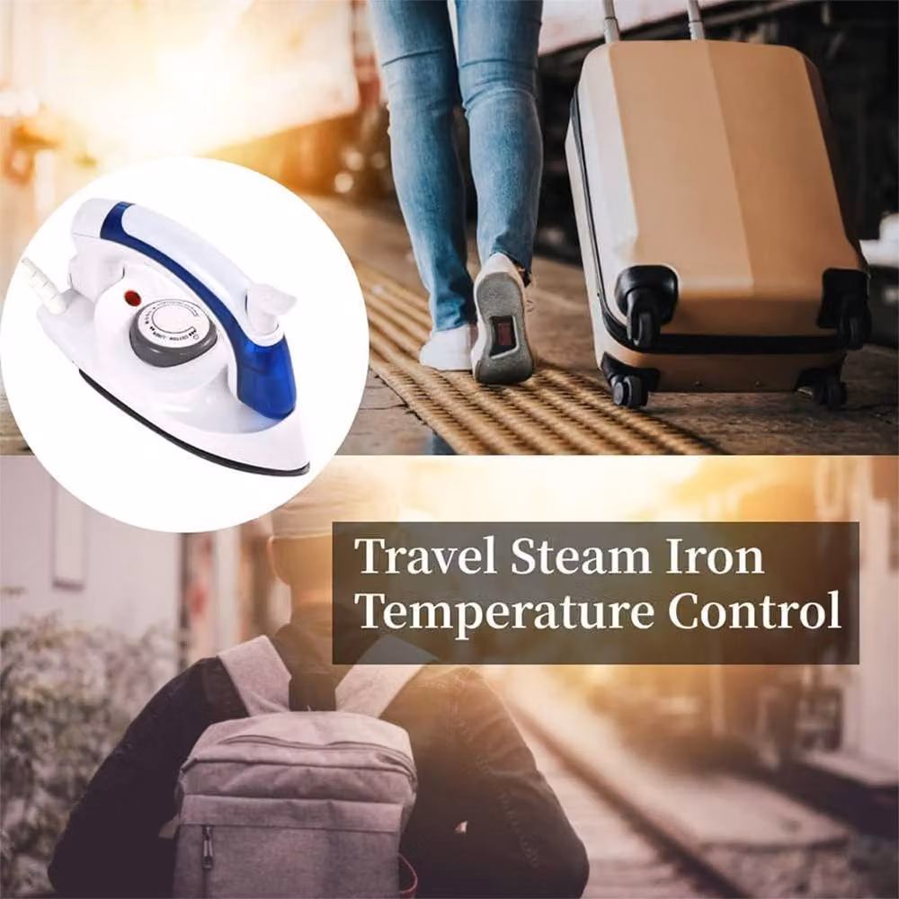 Ventryn Mini Travel Iron in Blue and White with Adjustable Temperature and Foldable Design – 2