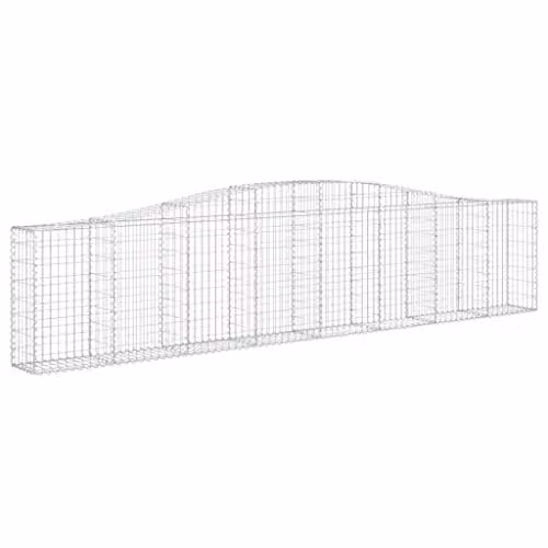 vidaXL Set of 7 Arched Gabion Baskets in Silver Galvanised Steel, W/D/H: 400 x 30 x 80/100 cm – 1