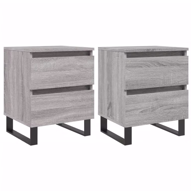 Berkfield Home Set of 2 Grey Sonoma Bedside Cabinets in Engineered Wood, W: 40 cm, D: 35 cm, H: 50 cm