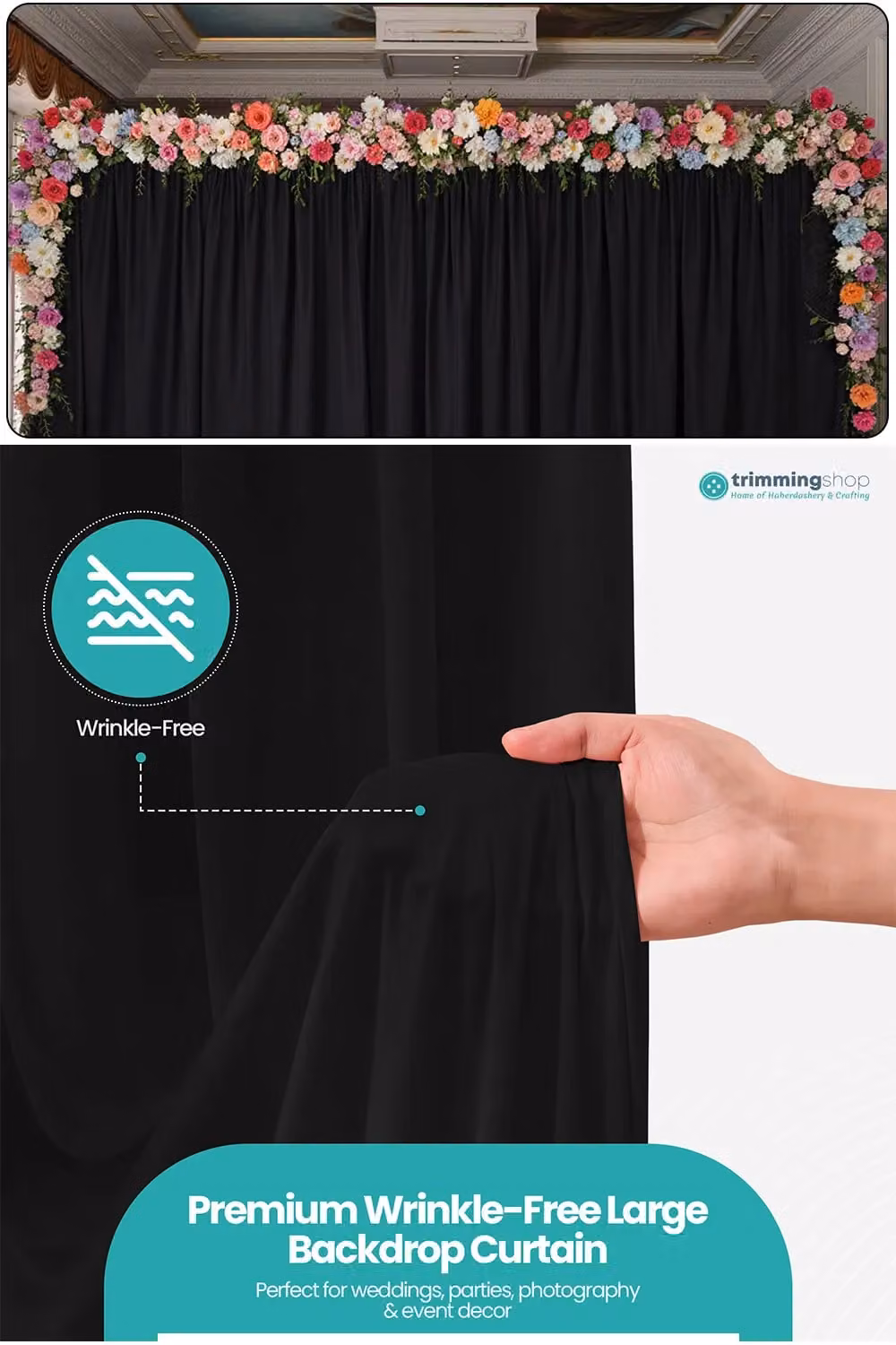 Neel Blue Wrinkle-Free Polyester Spandex Fabric Backdrop Panel in Blue and Black, W: 8 m, H: 4 m – 1