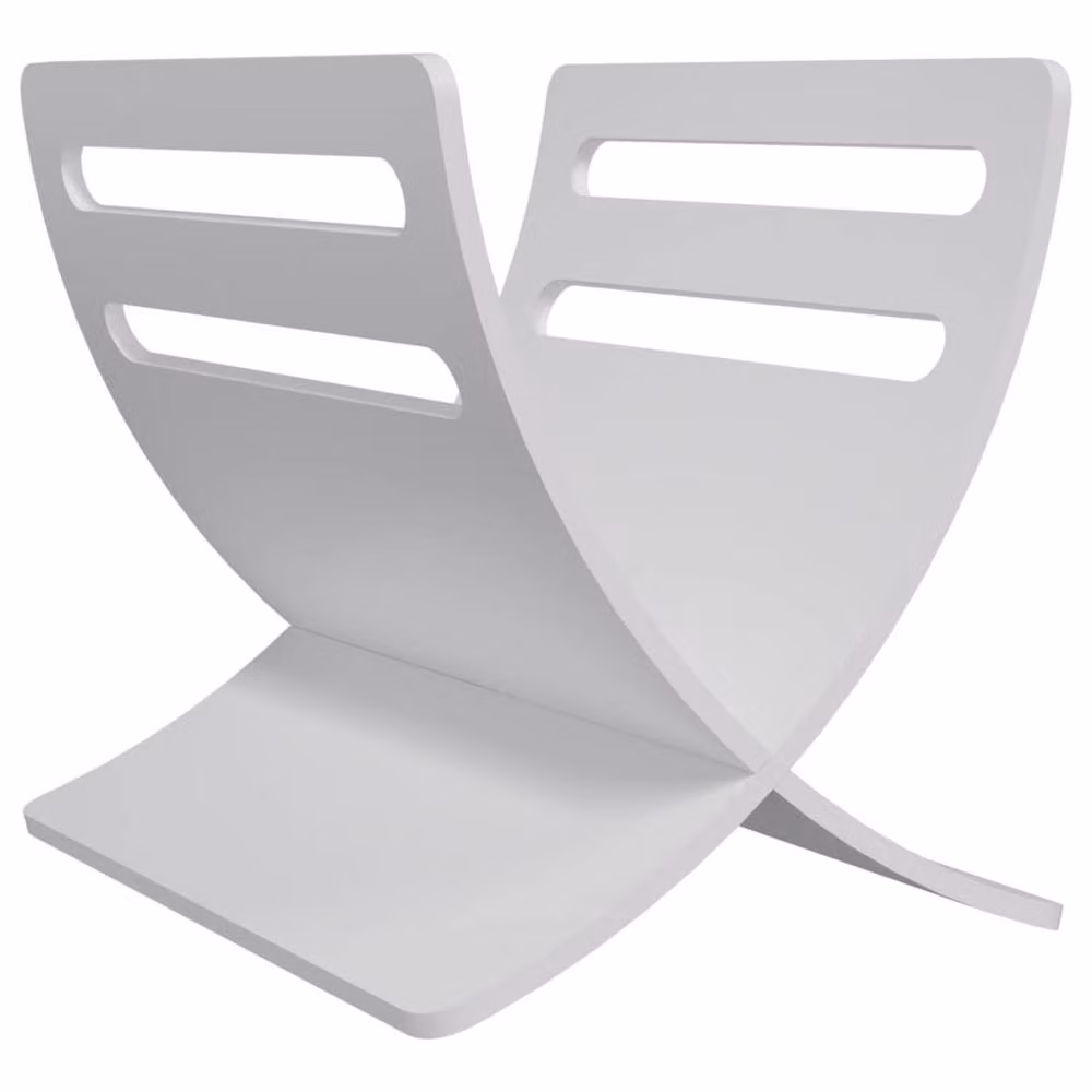 Berkfield Home Elegant Wooden Floor Standing Magazine Rack in White, H 45.5 x W 30.0 x D 26.5 cm – 2