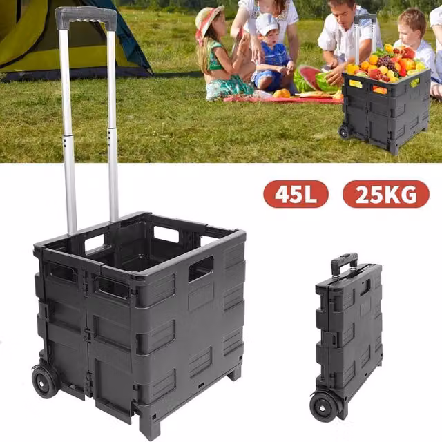 SPETLEK Foldable Storage Box Crate with Wheels, 45L, Black – 1