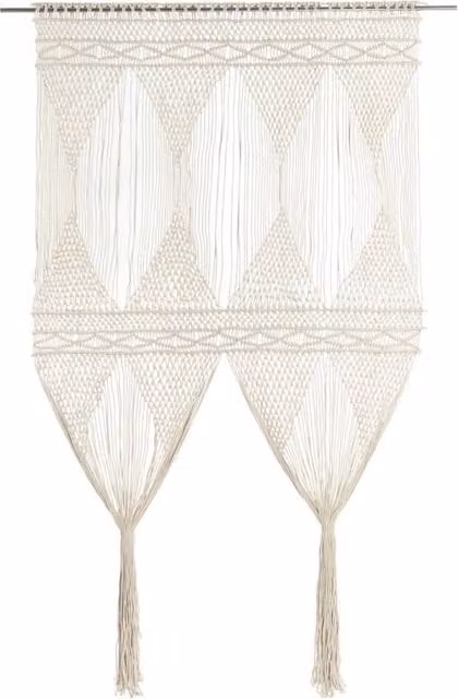 Berkfield Home Macrame Cotton Curtain in Beige, W: 140 cm, H: 240 cm