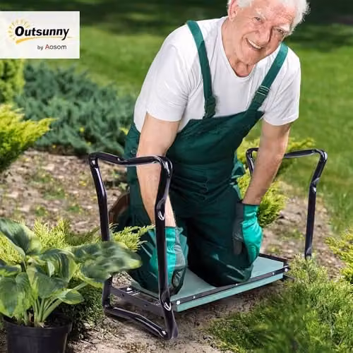 Outsunny 2-in-1 Foldable Garden Kneeler and Seat Bench, Green – 2