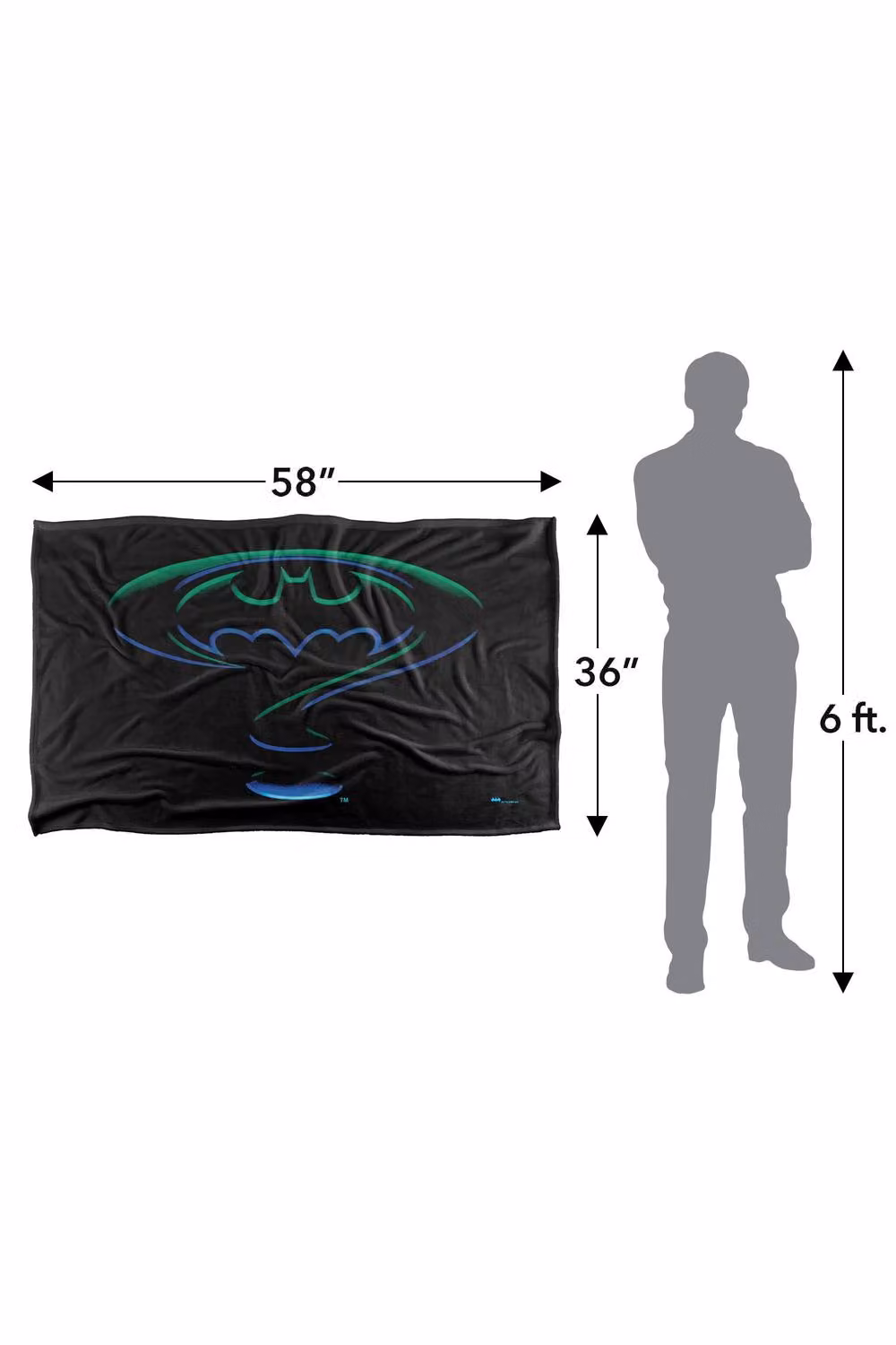 Warner Bros. Batman Forever Logo Super Soft Fluffy Polyester Throw Blanket in Black and Multicolour, Large – 3