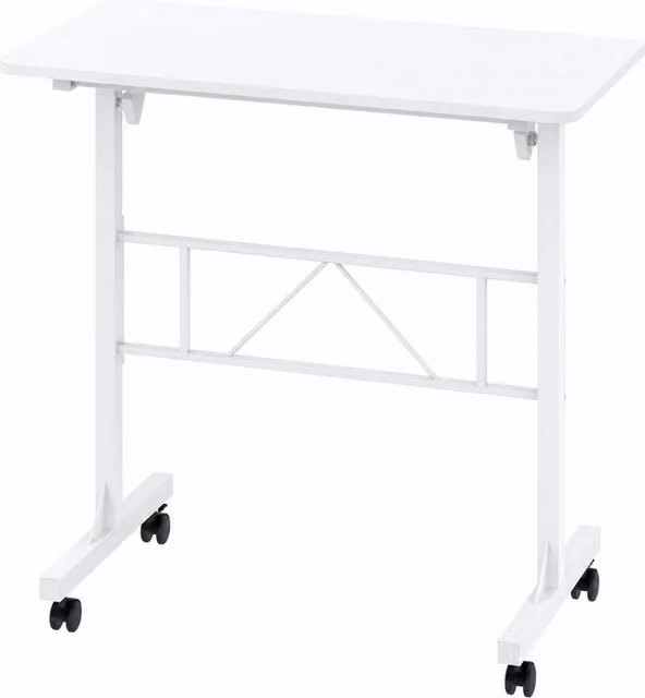 VOGREX Adjustable Height Standing Laptop Workstation in White with Castors