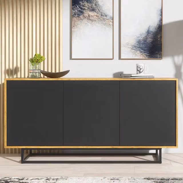 Creative Furniture Halo Sideboard in Black and Brown, W: 160 cm, H: 80 cm, D: 35 cm