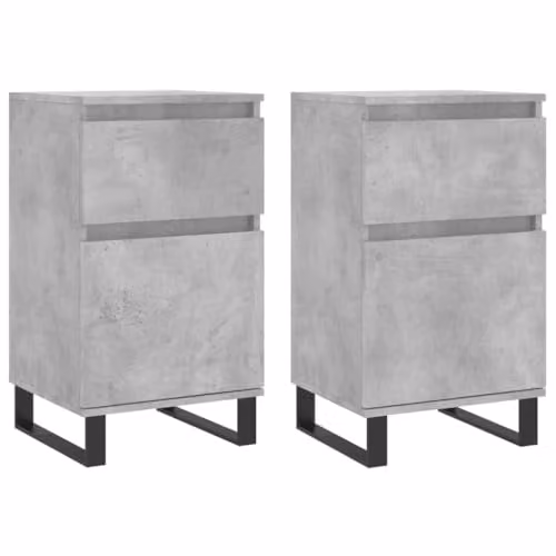 vidaXL Set of 2 Modern Sideboards in Concrete Grey, W/D/H: 40 x 35 x 70 cm