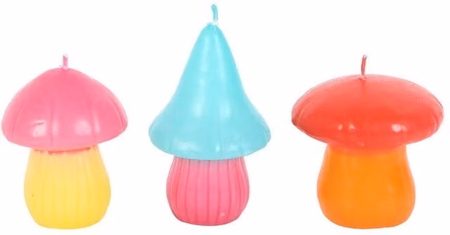 Something Different Funky Fungi Mushroom Candles, Multicolour (Pack of 3)