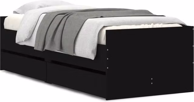 Berkfield Home Single Bed Frame with Drawers, Black, W/D/H: 90 x 190 cm