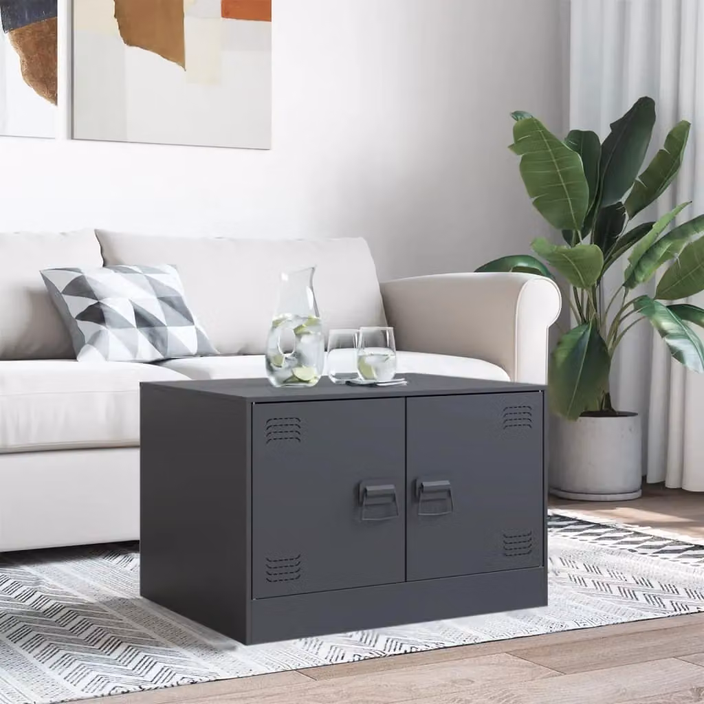 Berkfield Home Industrial Coffee Table in Anthracite and Brown Metal, W/D/H: 67 x 50 x 44 cm – 2