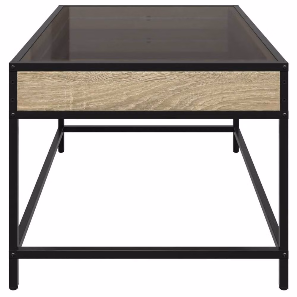 Berkfield Home Infinity LED Coffee Table in Sonoma Oak Brown, W: 70 cm, D: 50 cm, H: 41 cm – 4