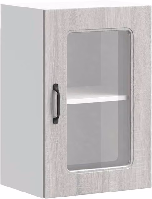 Berkfield Home Kalmar Wall Mounted Kitchen Cabinet with Glass Door in Concrete Grey Wood