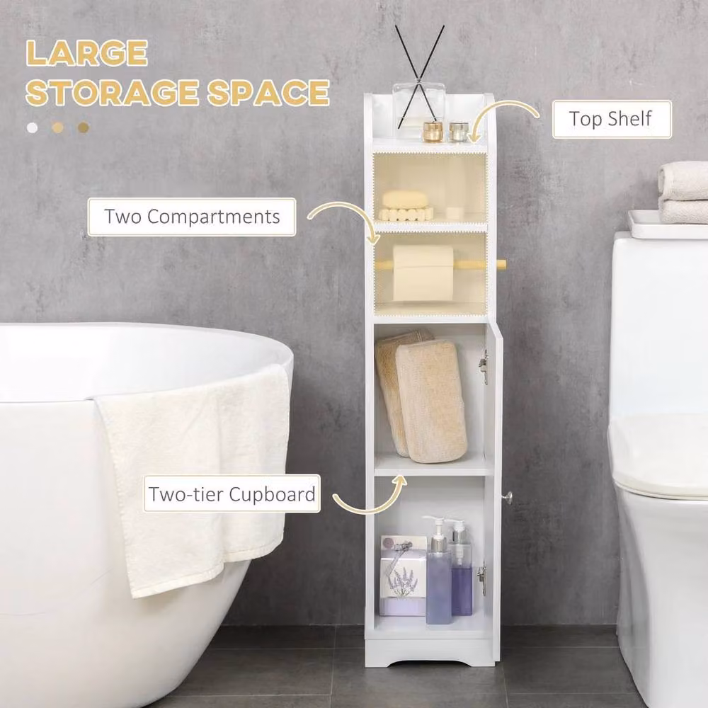 Kelvenix Slim Freestanding Bathroom Storage Cabinet in Matt White – 2