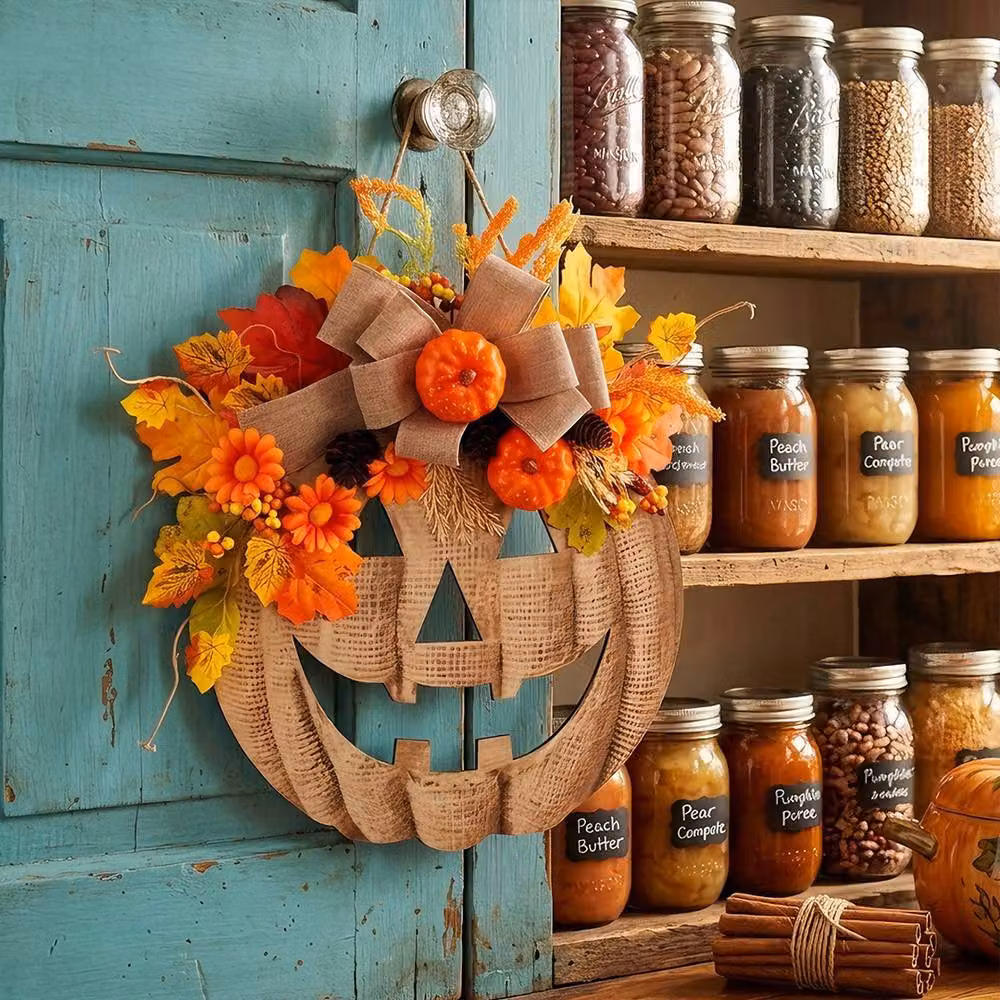 Quipulse Pumpkin Jack O Lantern Fall Hanging Door Decor in Orange and Multicolour – 4