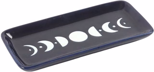 KDMK Blue Ceramic Moon Phase Trinket Dish for Rings and Crystals
