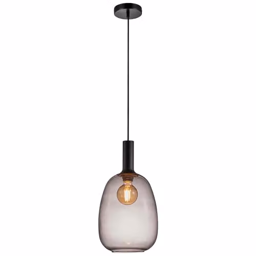 Nordlux Alton Suspended Pendant Light in Black Glass and Metal with E27 Fitting, Diameter: 23 cm – 1