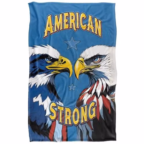 JQ Licensing James Piazza American Strong Eagles Silky Touch Super Soft Fleece Throw Blanket, Multicolour, W/D/H: 91 x 147 cm