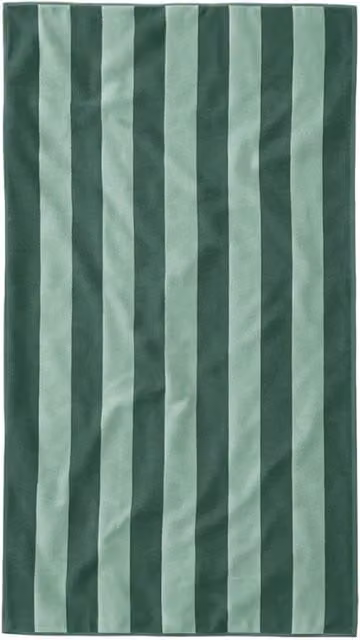 Misona Large Organic Cotton Striped Beach Towel in Green, W/D/H: 90 x 180 cm