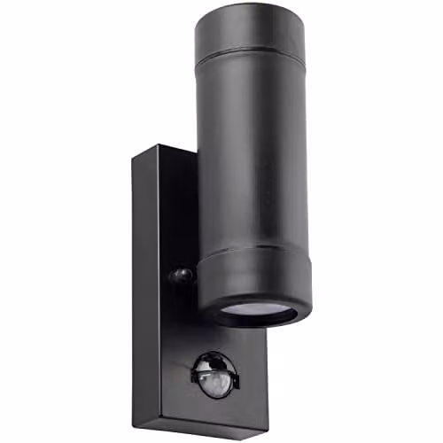 Loops Up and Down Outdoor Wall Light with PIR Motion Sensor in Matt Black – 1