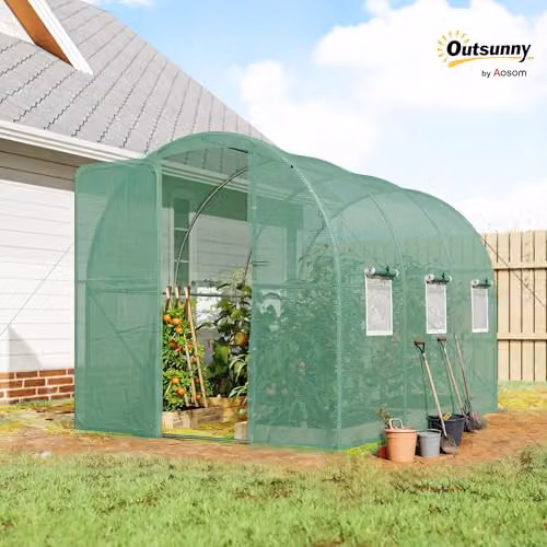 Outsunny Green Walk-in Polytunnel Greenhouse with Hinged Door and 6 Windows, W/D/H: 200 x 300 x 200 cm – 2