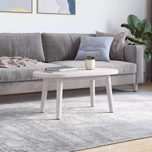 Berkfield Home White Oval Solid Wood Pine Table Top, W: 60 cm, D: 30 cm, H: 2.5 cm – 1