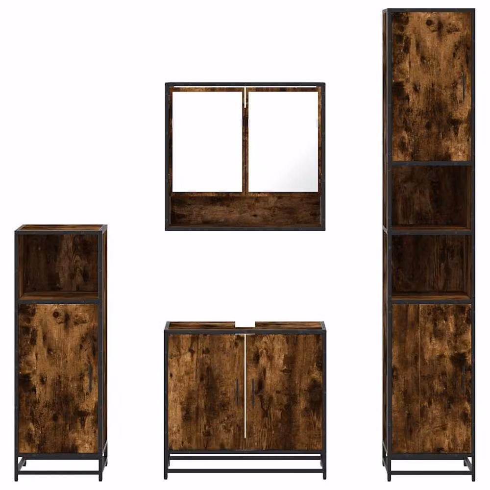 Berkfield Home 4-Piece Industrial Bathroom Furniture Set in Smoked Oak Brown – 5
