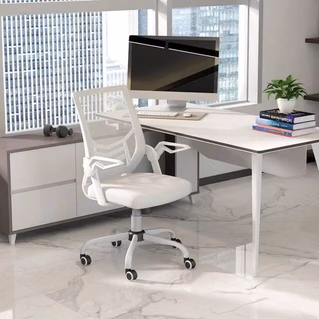 EONLION White Mesh Swivel Task Chair for Home Office