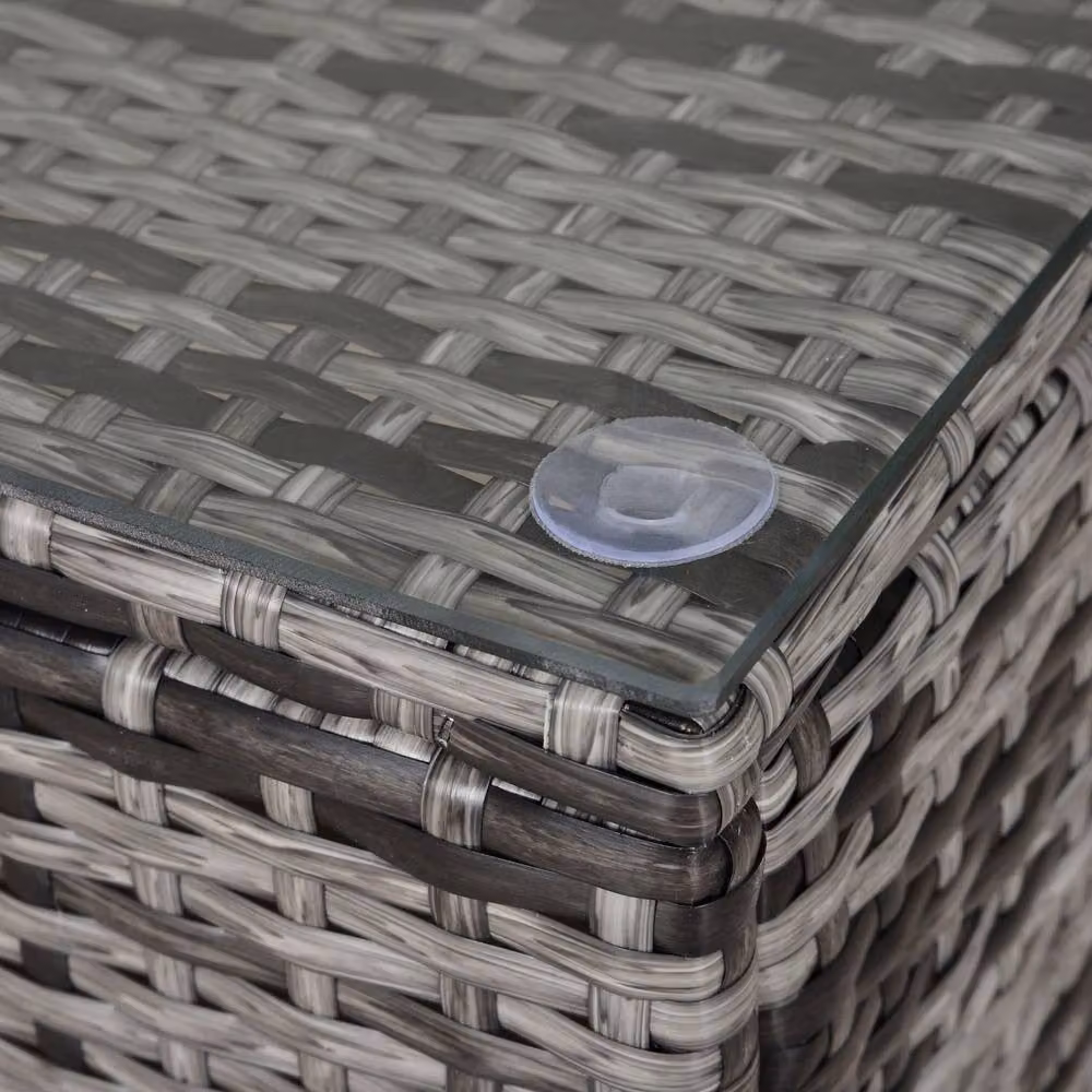 Wyld Haus Lolifi Grey Rattan Outdoor Coffee Table with Tempered Glass Top – 7