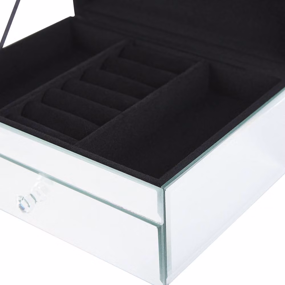 Wyld and Coco Silver Mirrored Jewellery Box with Lid, W: 22 cm, D: 11 cm, H: 17 cm – 4