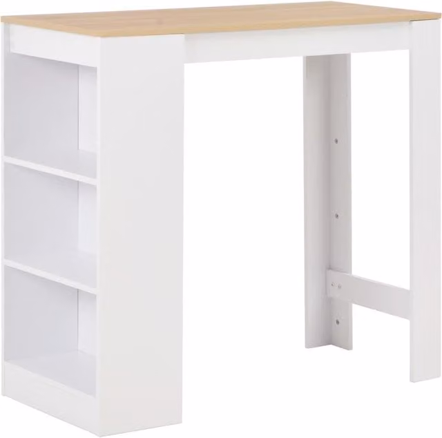 Berkfield Home Bar Table with Shelf, White, W/D/H: 110 x 50 x 103 cm
